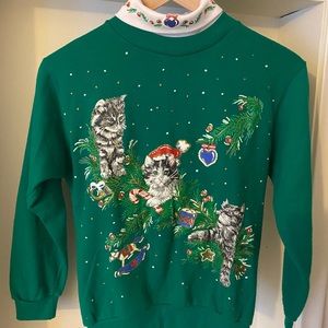 Vintage Kitten Christmas Sweater